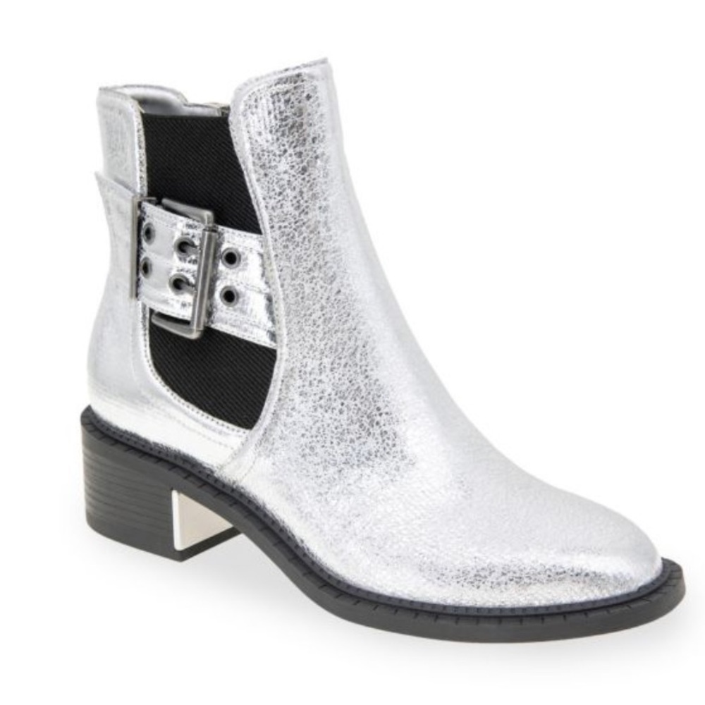 BCBGeneration Metallic Ankle Booties In Silver Metallic - Size 8.5